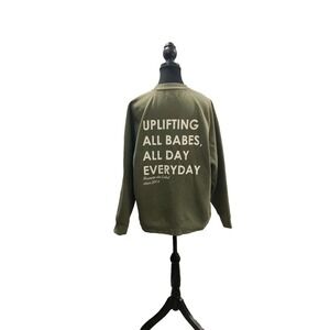 Brunette the Label Uplifting All Babes Kindness Olive Green Sweatshirt  XS/S